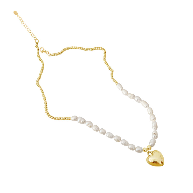 Valentine Heart Pendant Pearl Necklace